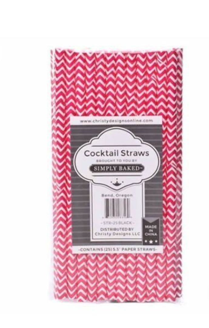 Fuchsia Chevron Paper Straws