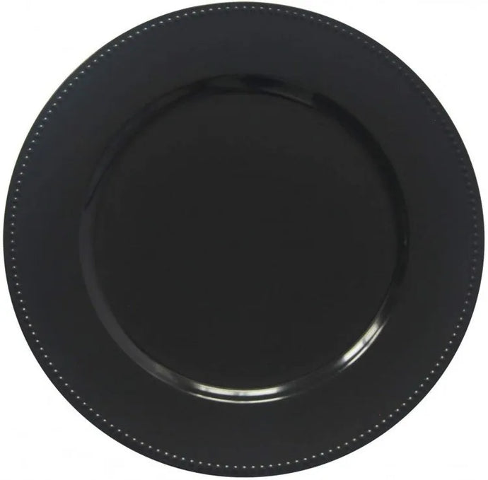 Black Beaded Rim Charger Plate