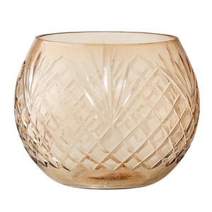 Brown Round Etched Glass Vase