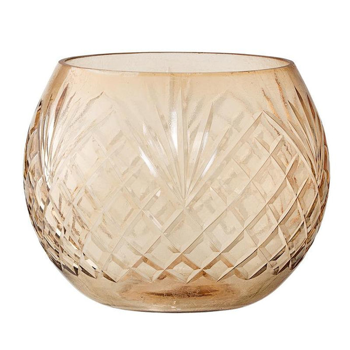Brown Round Etched Glass Vase