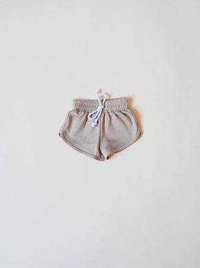 0-6M Speckled Track Shorts - Tan