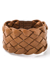 Faux Light Brown Leather Weave Magnet Bracelet