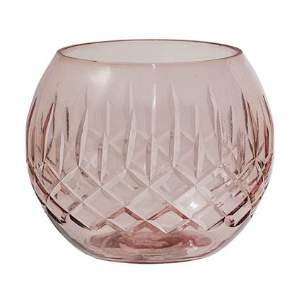 Pink Round Etched Glass Vase