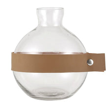 Load image into Gallery viewer, Round Vase With Natural Leather Cuff